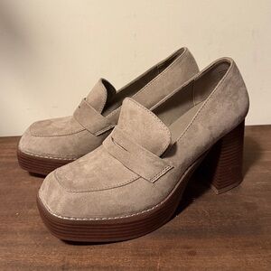 NWOT Ophelia Roe Mod Square Toe 3.5 Inch Platform Penny Loafers Size 8.5
